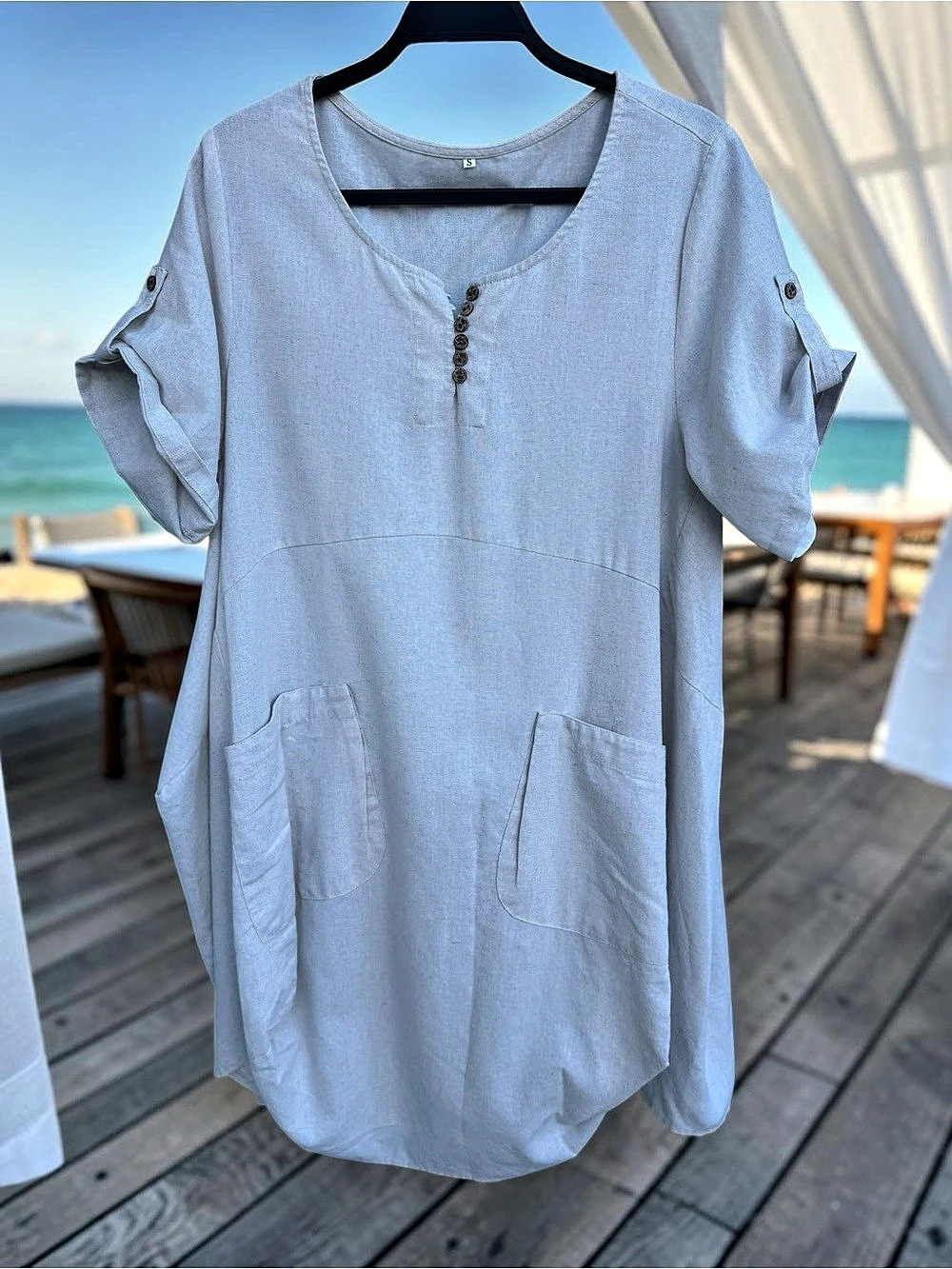 Linen Blend Midi Tulip Dress Size Small NWT